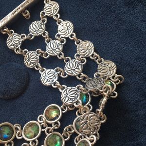 Lucky reversible abalone-lotus tiered bracelet